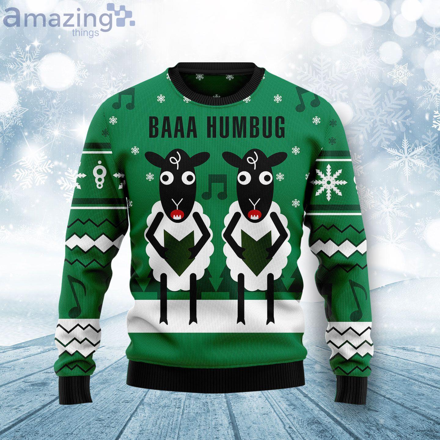 Baaa Humbug Cute Sheep Green Ugly Christmas Sweater image Baaa Humbug Cute Sheep Green Ugly Christmas Sweater Product Photo 1 Product photo 1