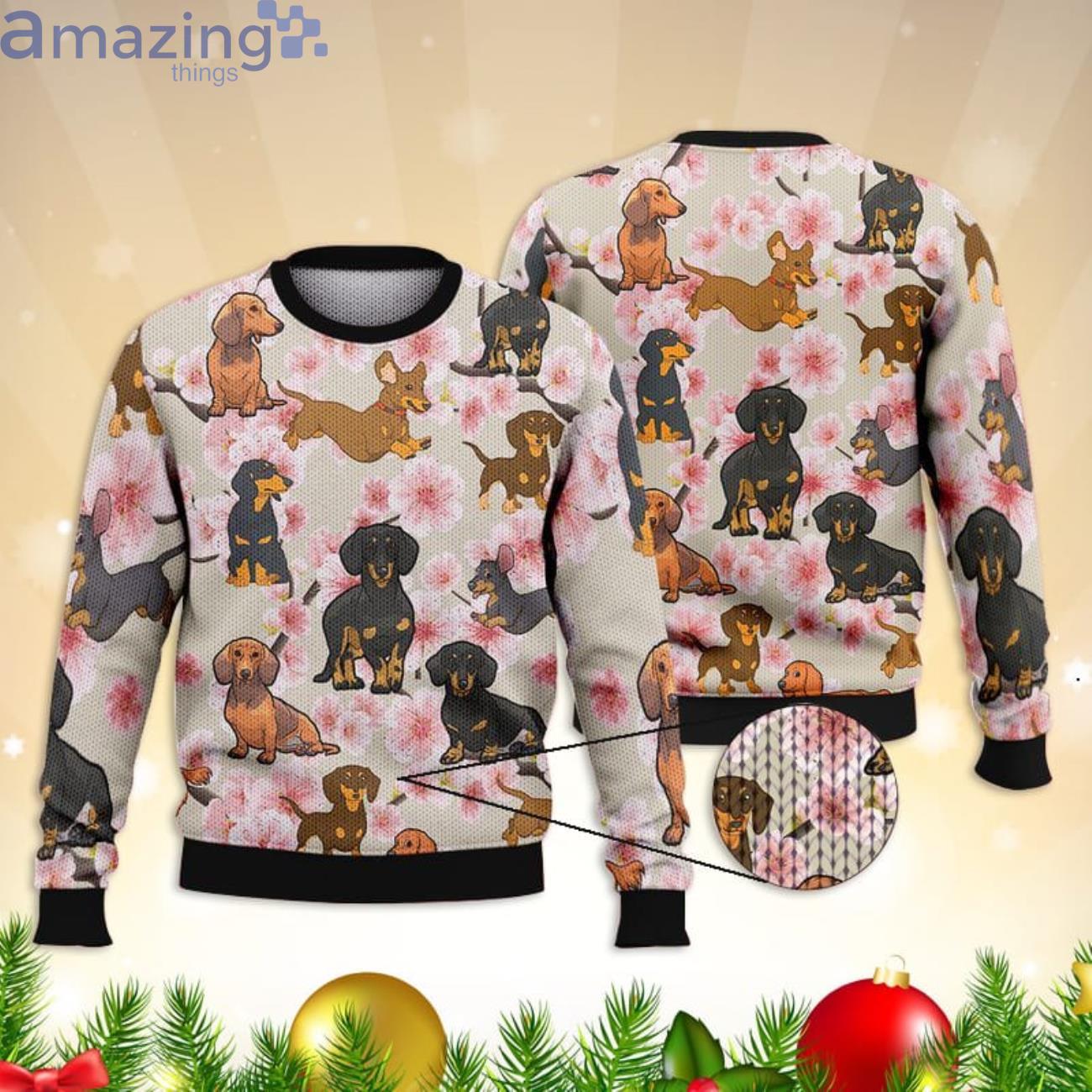 Baby Dachshund Peach Blossom 3D All Over Printed Sweater Product Photo 1