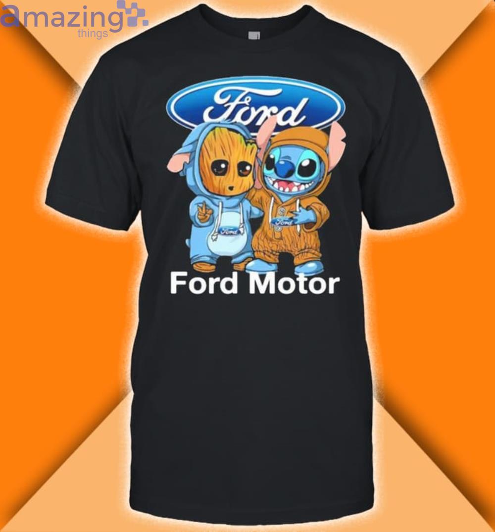 Baby Groot And Baby Stitch With Ford Motor Logo Shirt Product Photo 1