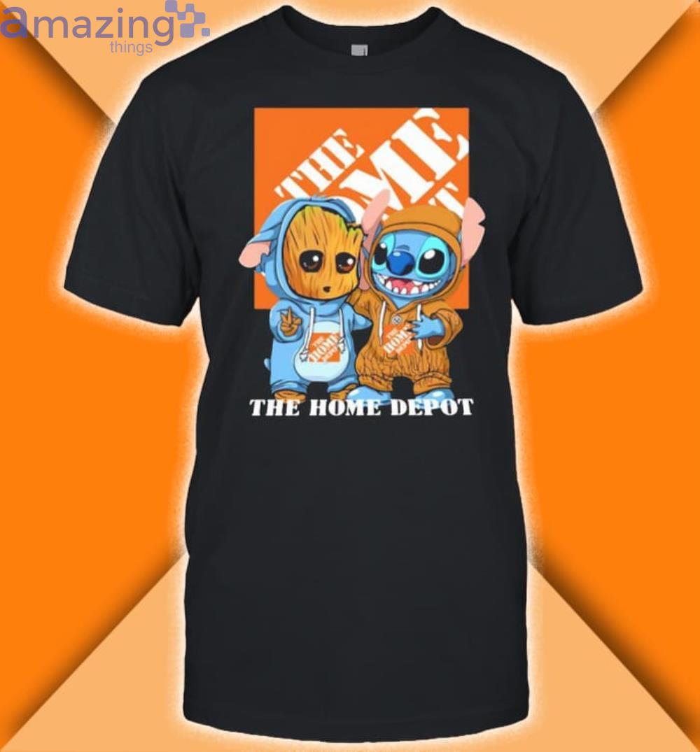 Baby Groot And Baby Stitch With The Home Depot Logo Shirt Product Photo 1