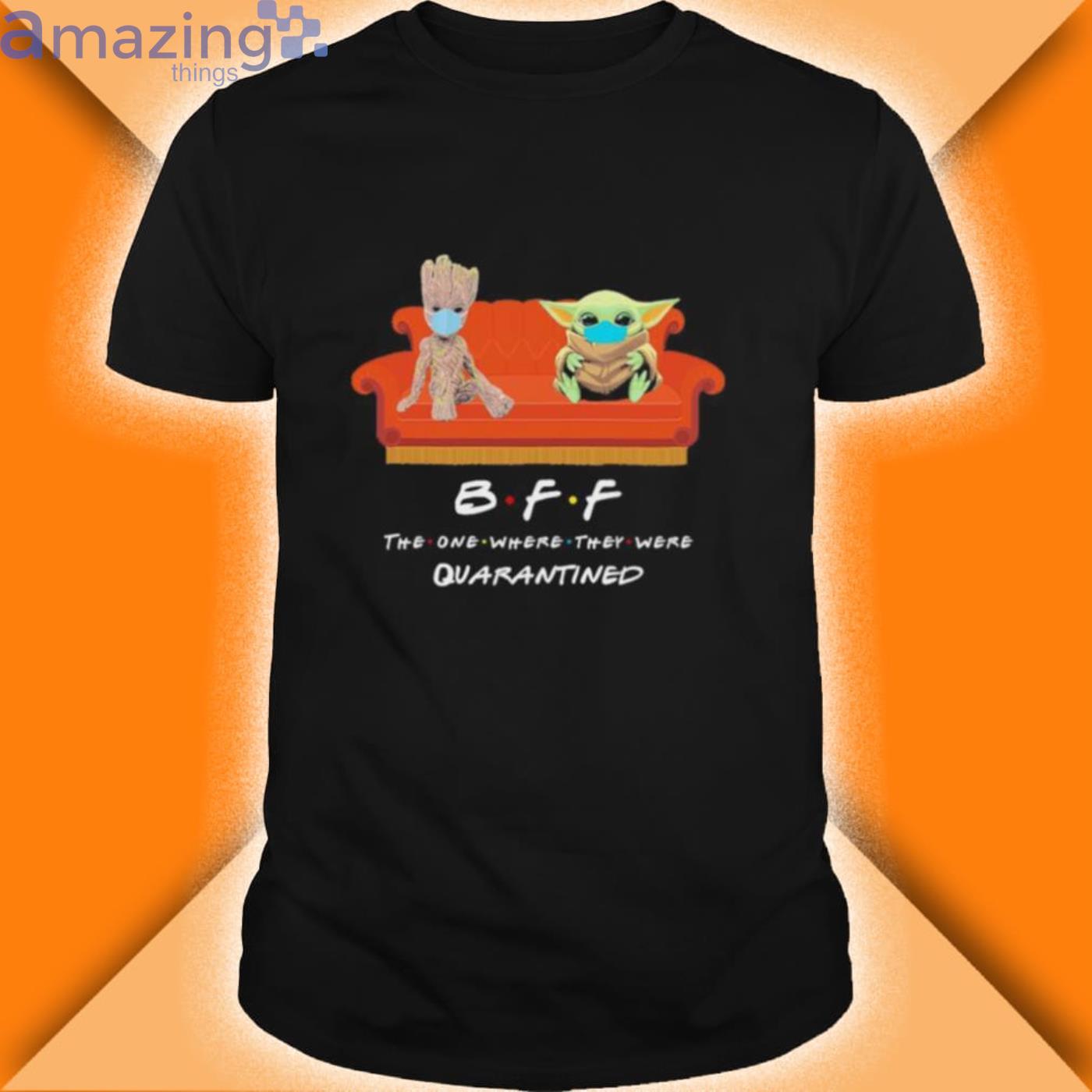 Baby Groot And Baby Yoda Face Mask Bff The One Where They Were Quarantined Shirt Product Photo 1