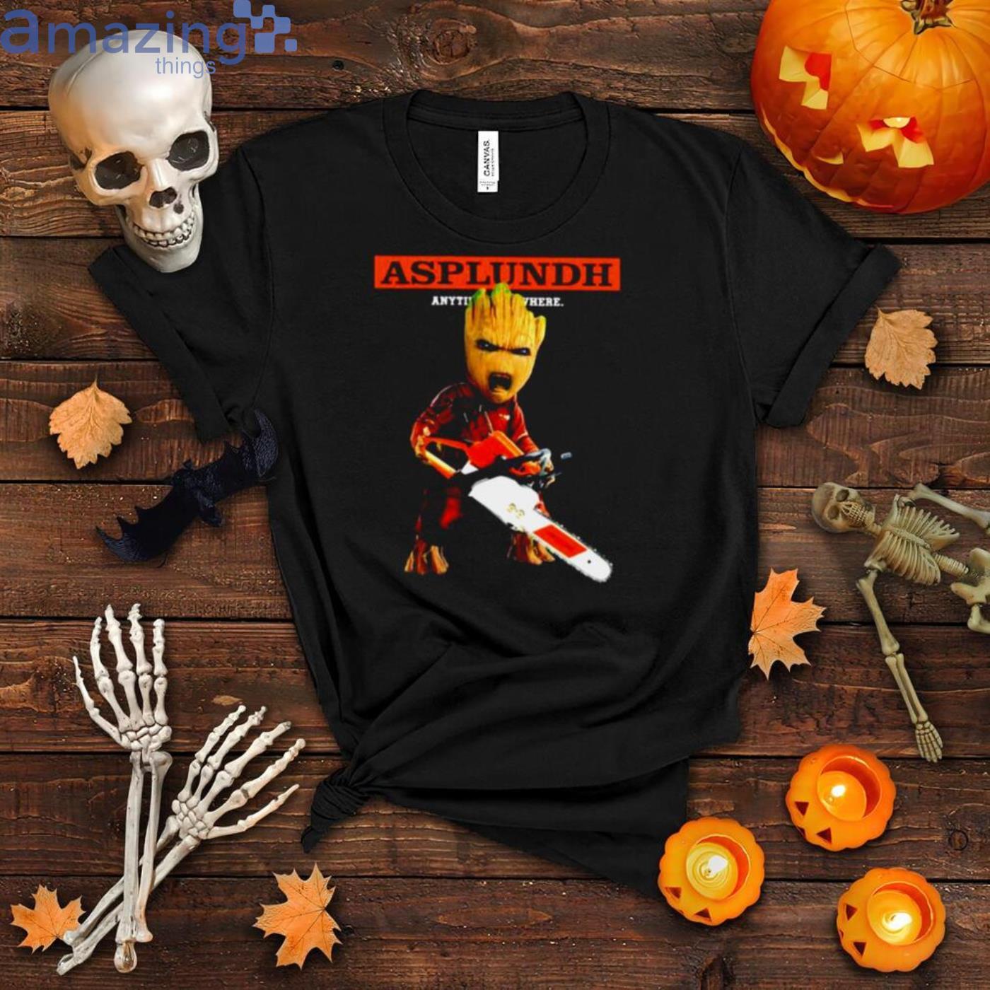 Baby Groot Asplundh Anytime Anywhere Shirt Product Photo 1