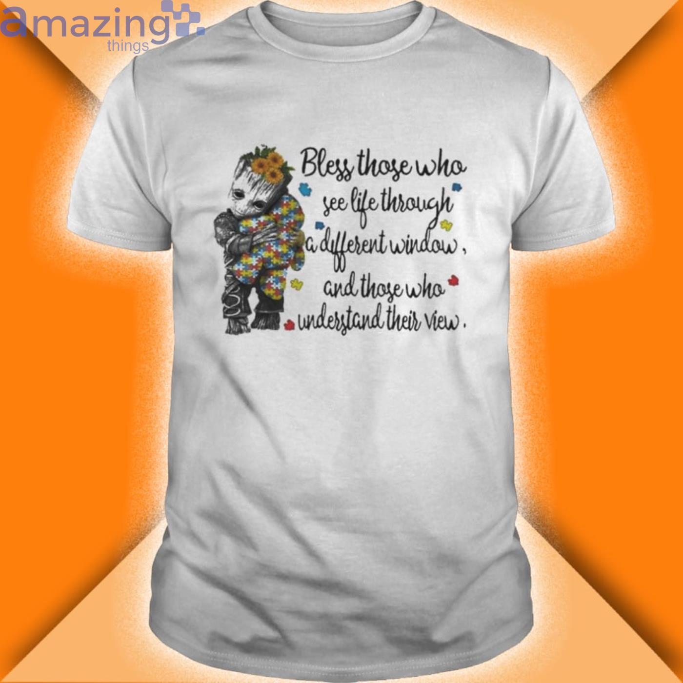 Baby Groot Bless Those Who See Life Through A Different Window Autism Awareness T-Shirt Product Photo 1
