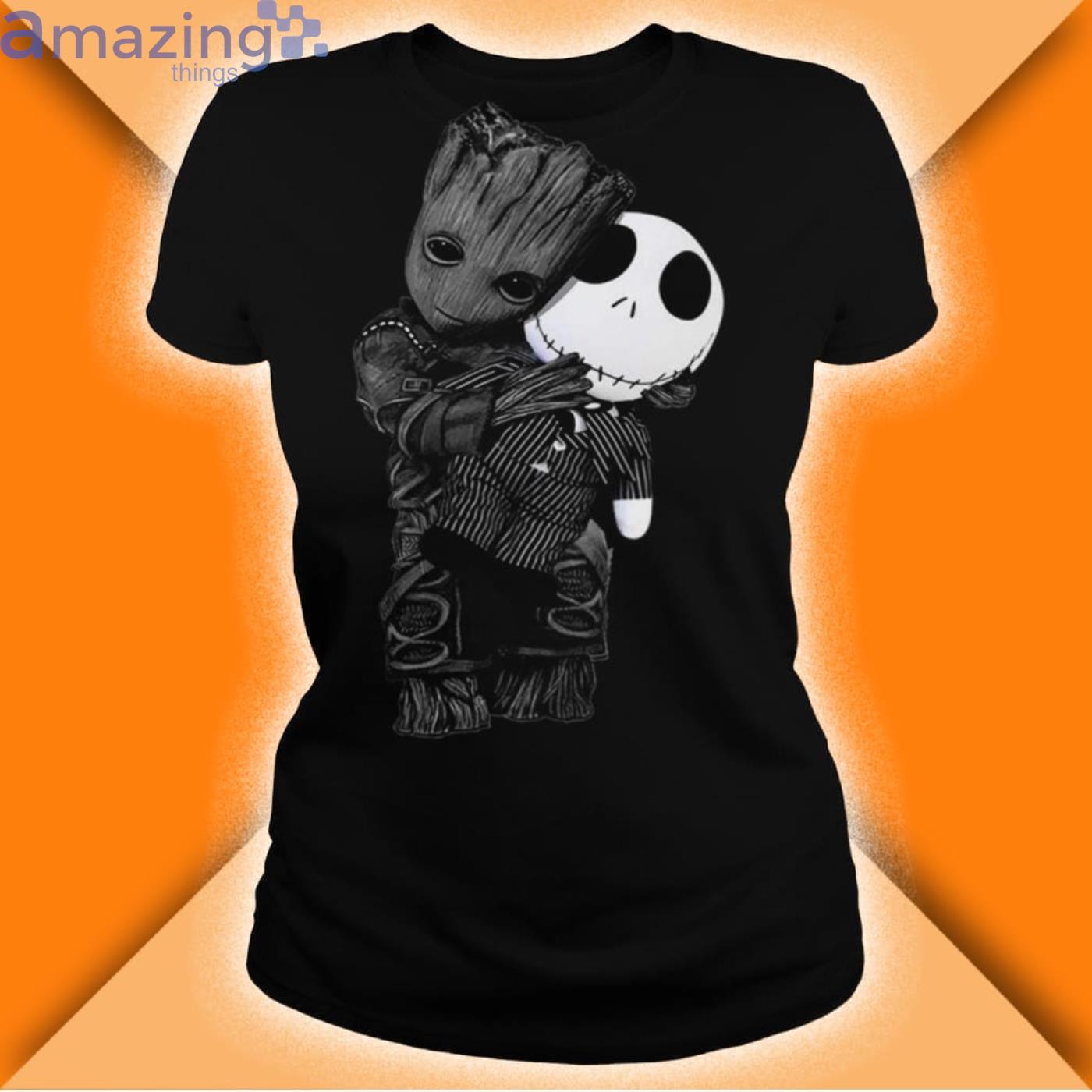 Baby Groot Hug Jack Skellington Shirt image Baby Groot Hug Jack Skellington Shirt Product Photo 2