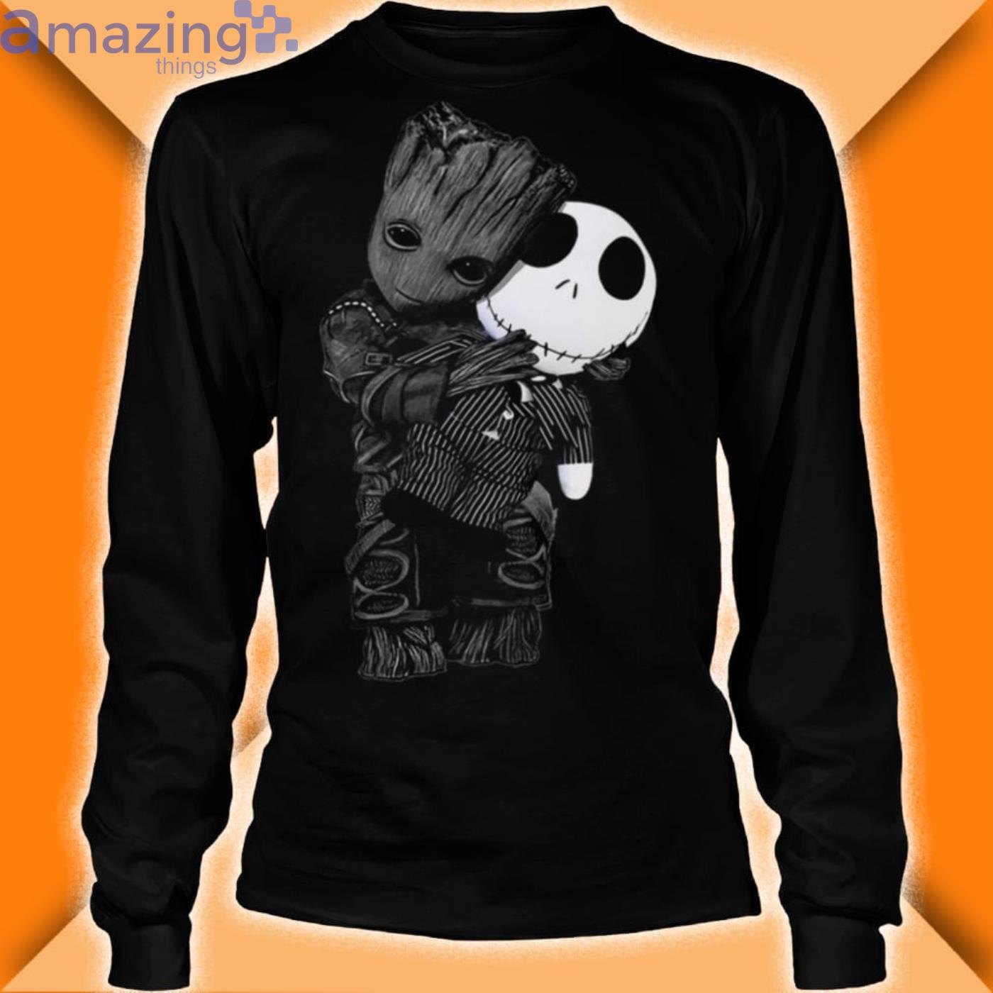 Baby Groot Hug Jack Skellington Shirt image Baby Groot Hug Jack Skellington Shirt Product Photo 3