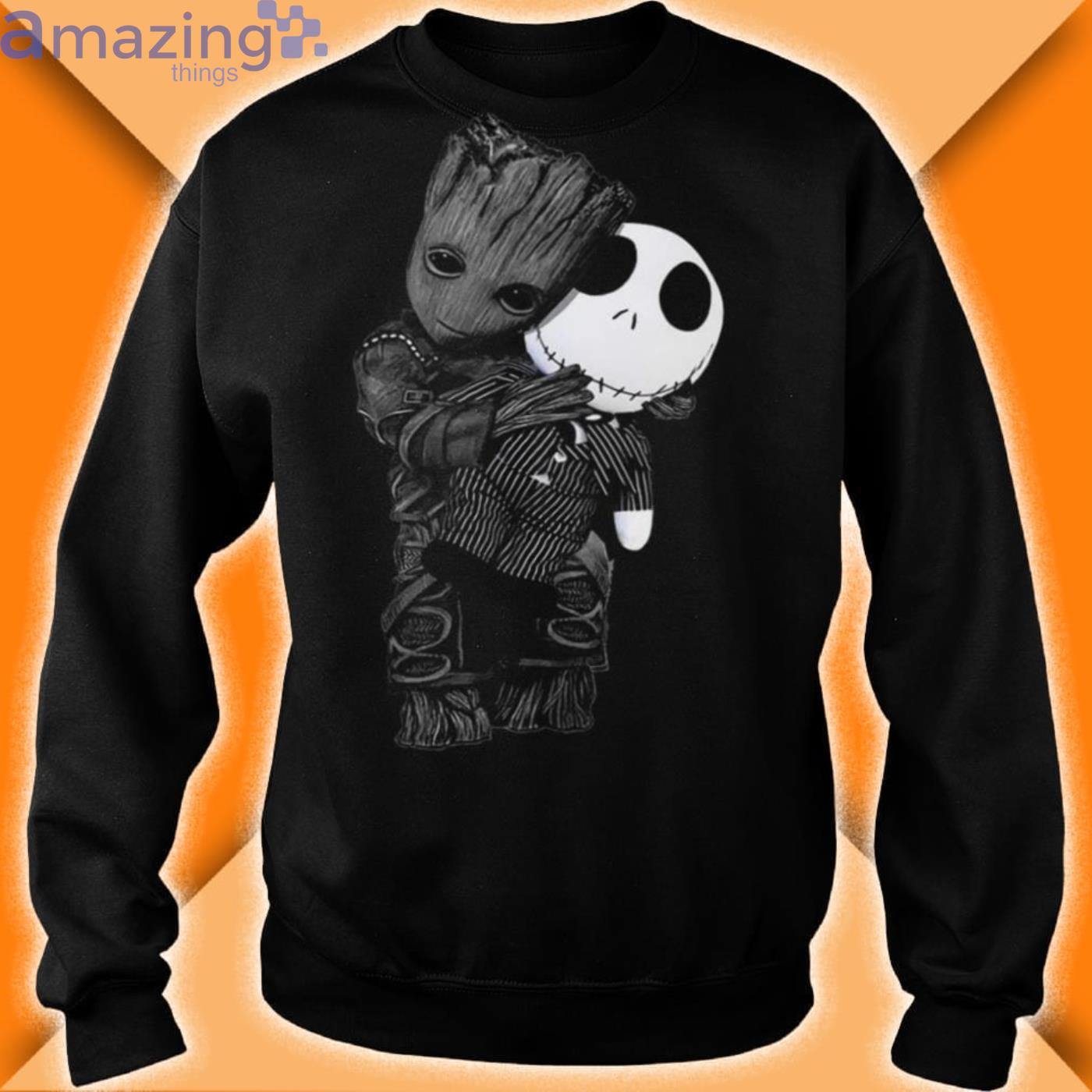 Baby Groot Hug Jack Skellington Shirt image Baby Groot Hug Jack Skellington Shirt Product Photo 4