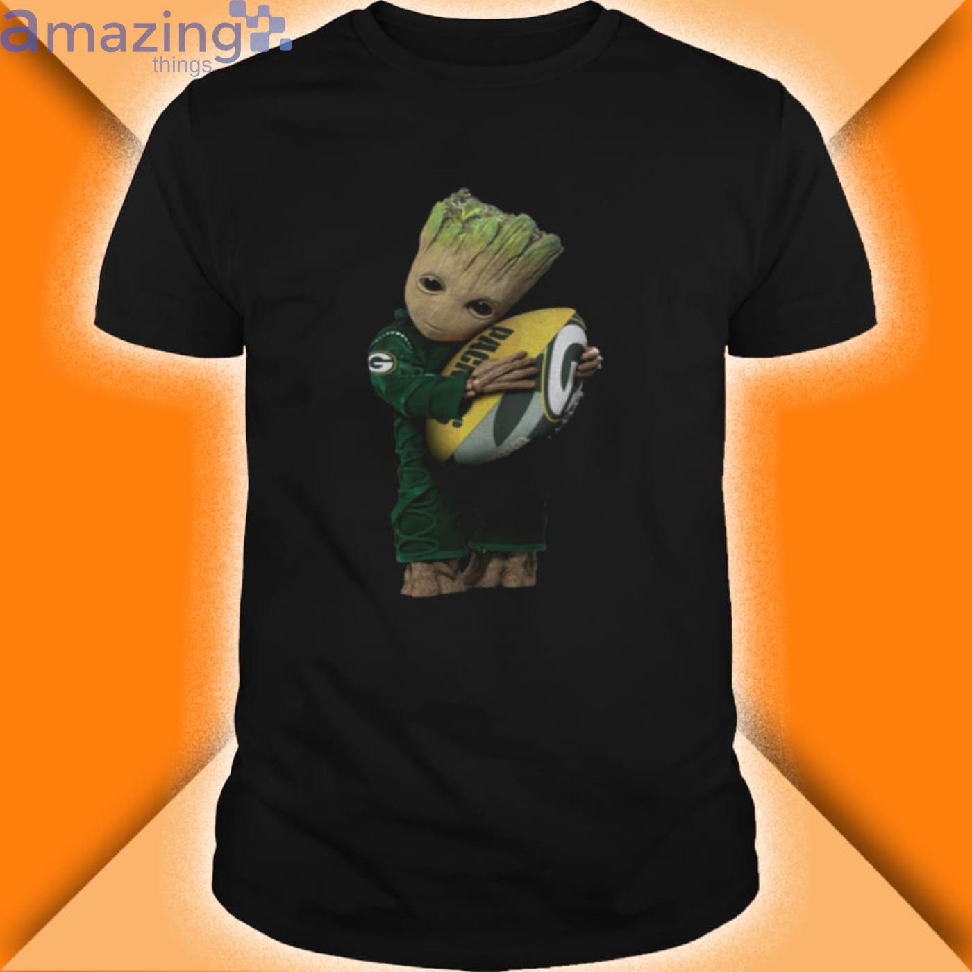 Baby Groot Hug Rugby Ball Green Bay Packers Shirt Product Photo 1