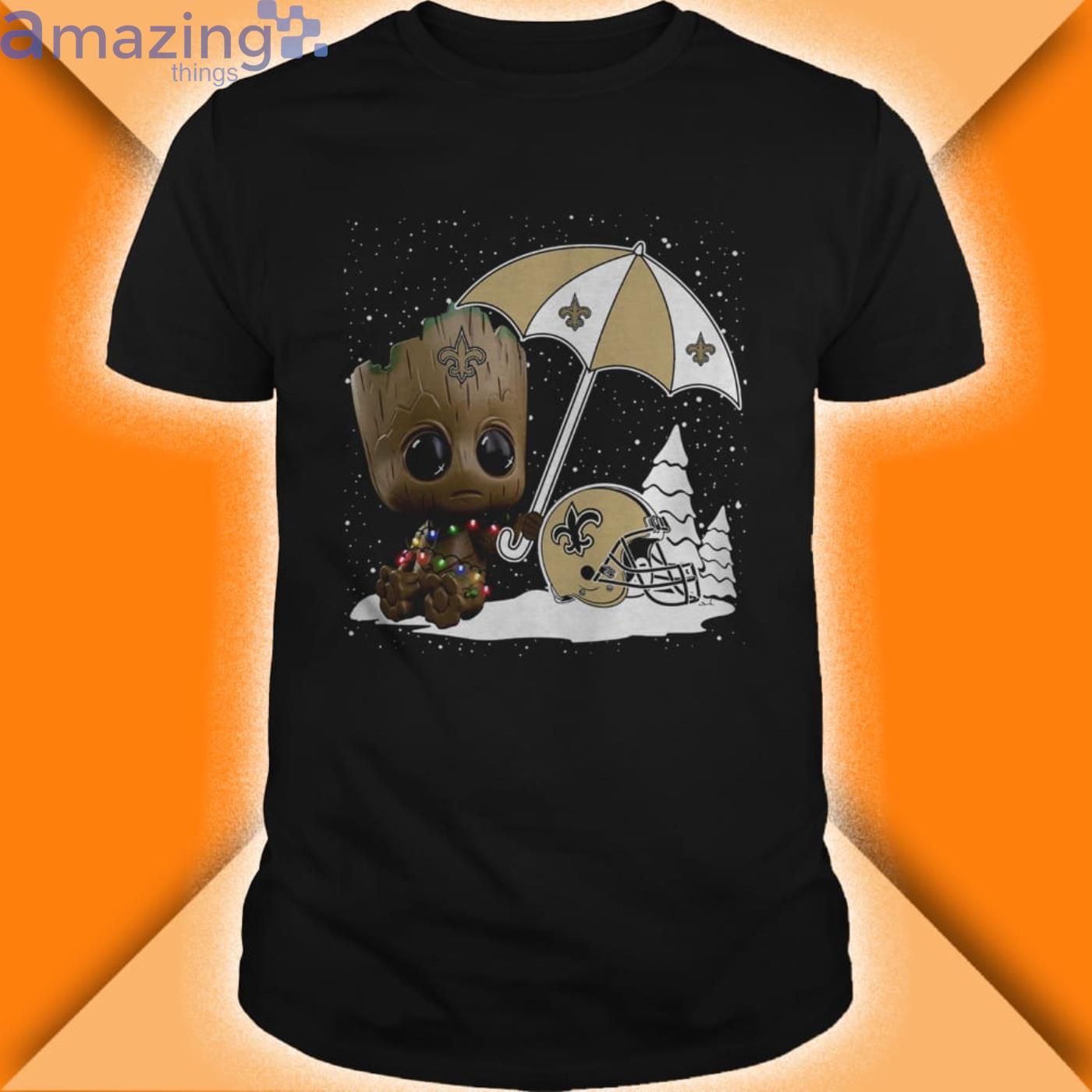 Baby Groot New Orleans Saints Christmas Shirt Product Photo 1