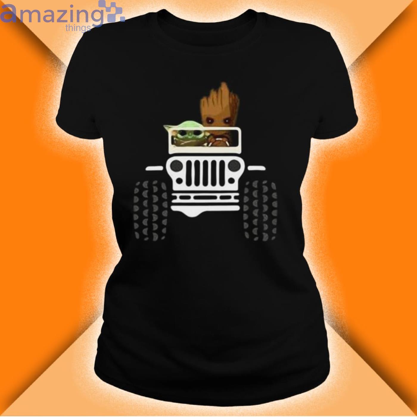 Baby Yoda And Baby Groot Jeep Shirt image Baby Yoda And Baby Groot Jeep Shirt Product Photo 2