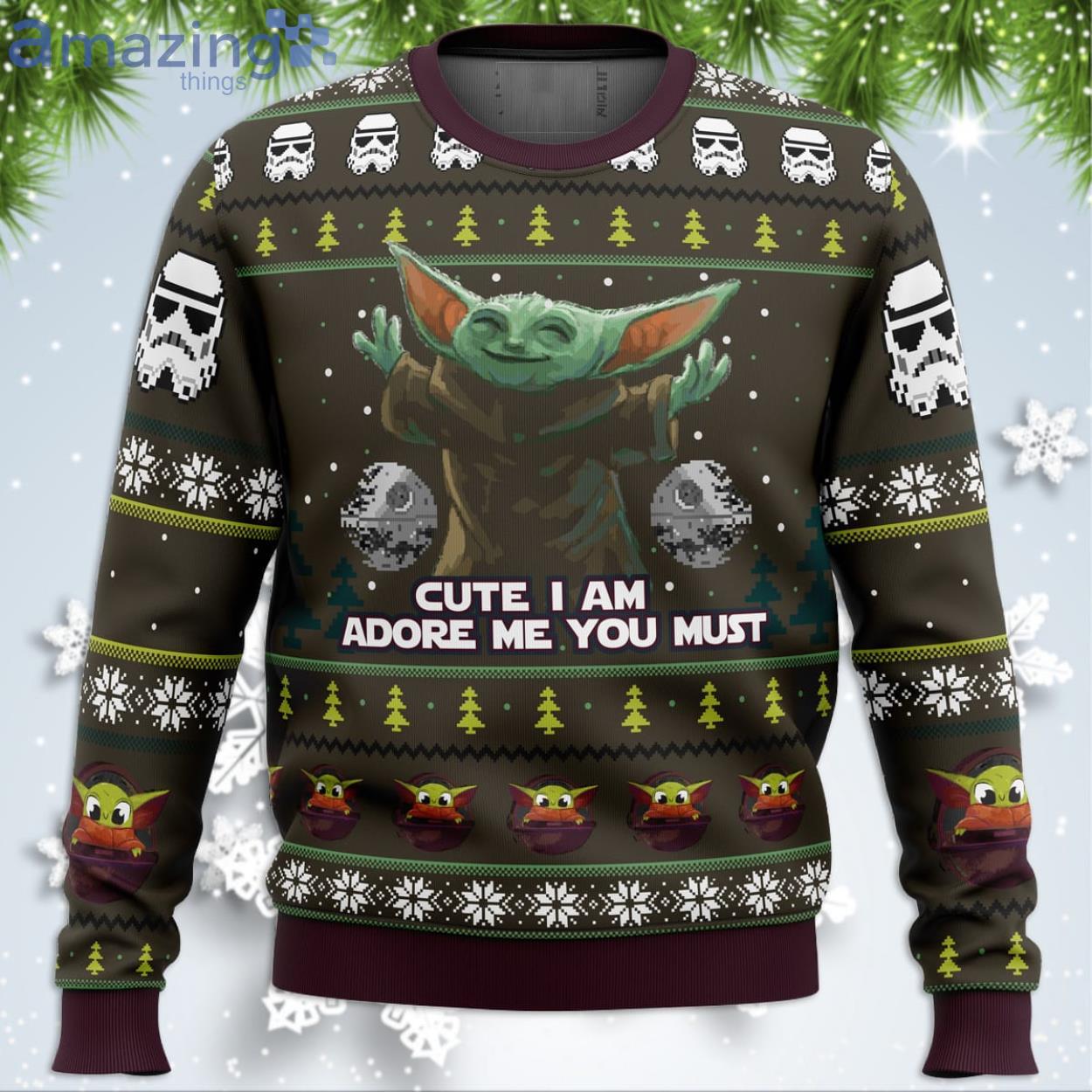Baby Yoda Cute Mandalorion Star Wars Funny Christmas Gift Ugly Christmas Sweater Product Photo 1