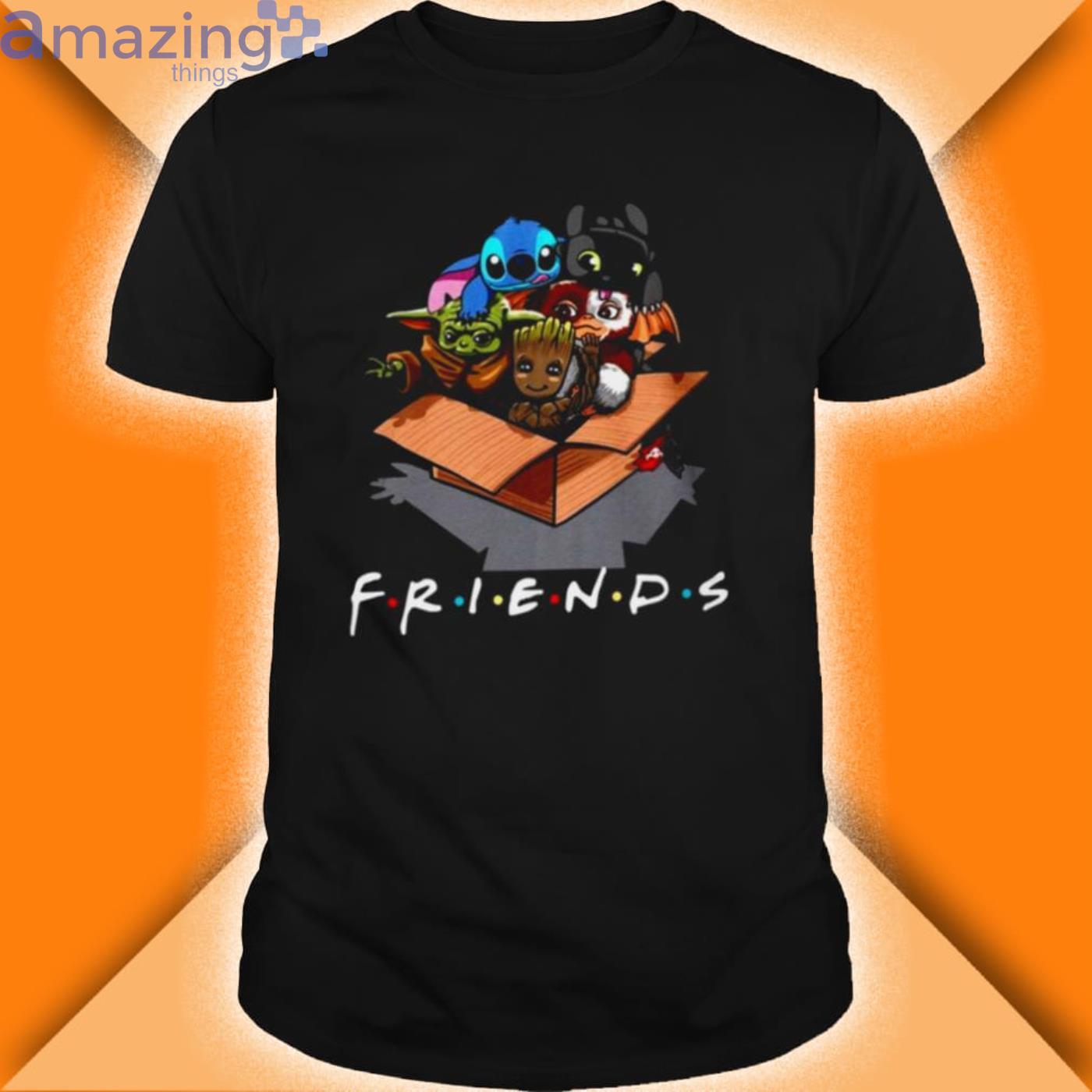 Baby Yoda Stitch Groot Night Fury Friends Tv Show Shirt Product Photo 1