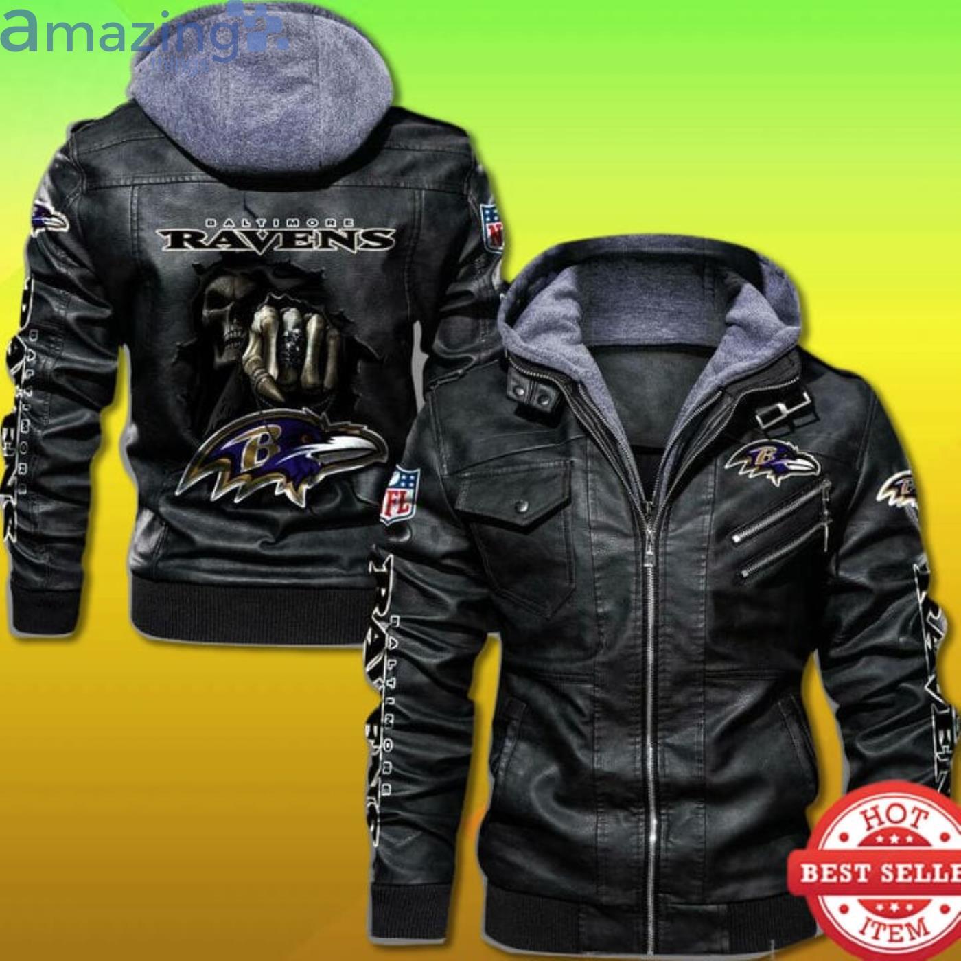 Baltimore Ravens 2D Leather Jacket Dead Skull