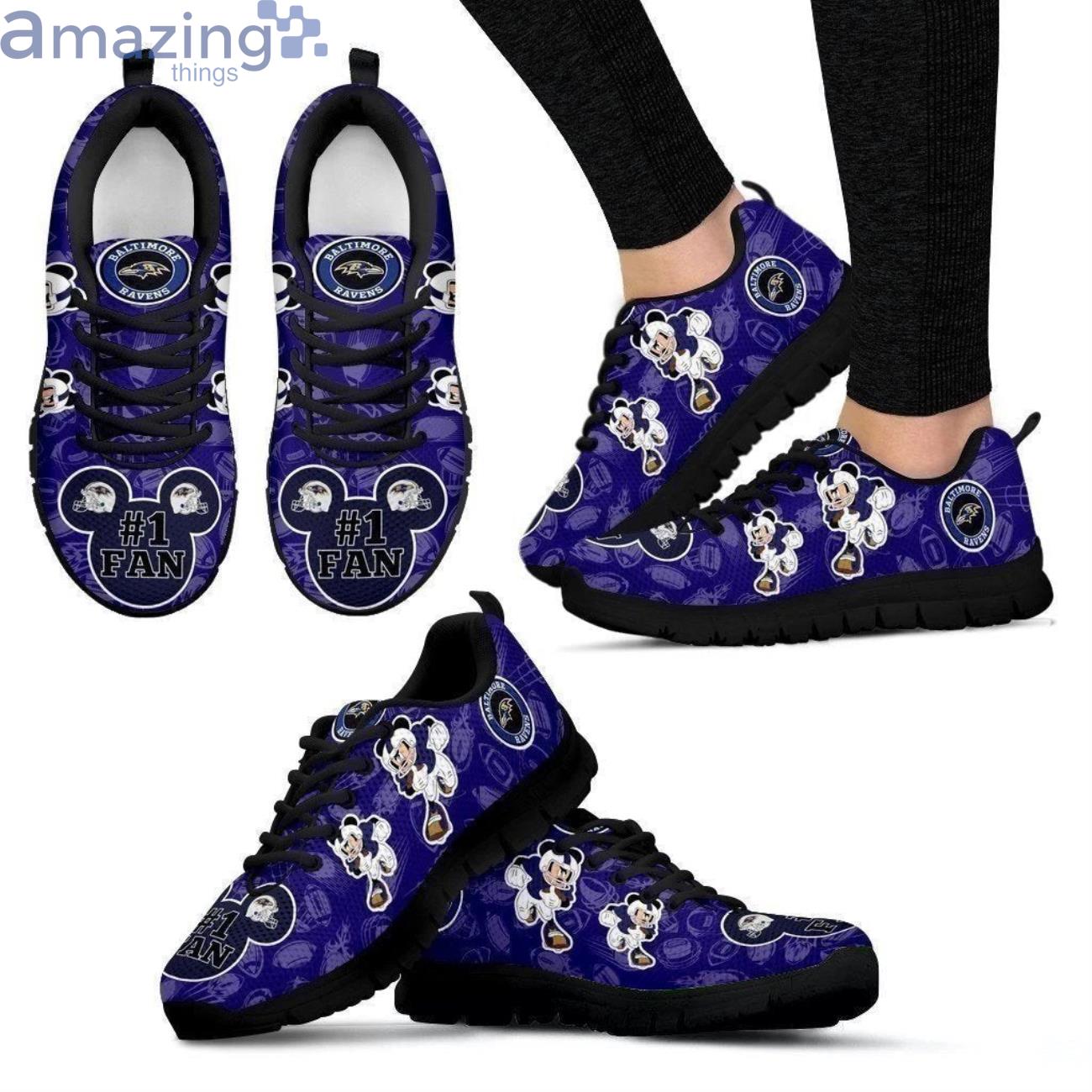 Baltimore Ravens Mickey Sneakers Shoes For Fans Product Photo 1