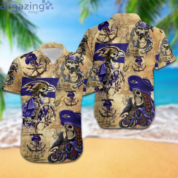 Baltimore Ravens Pirates Fans Pirates Skull Hawaiian Shirtproduct photo 1