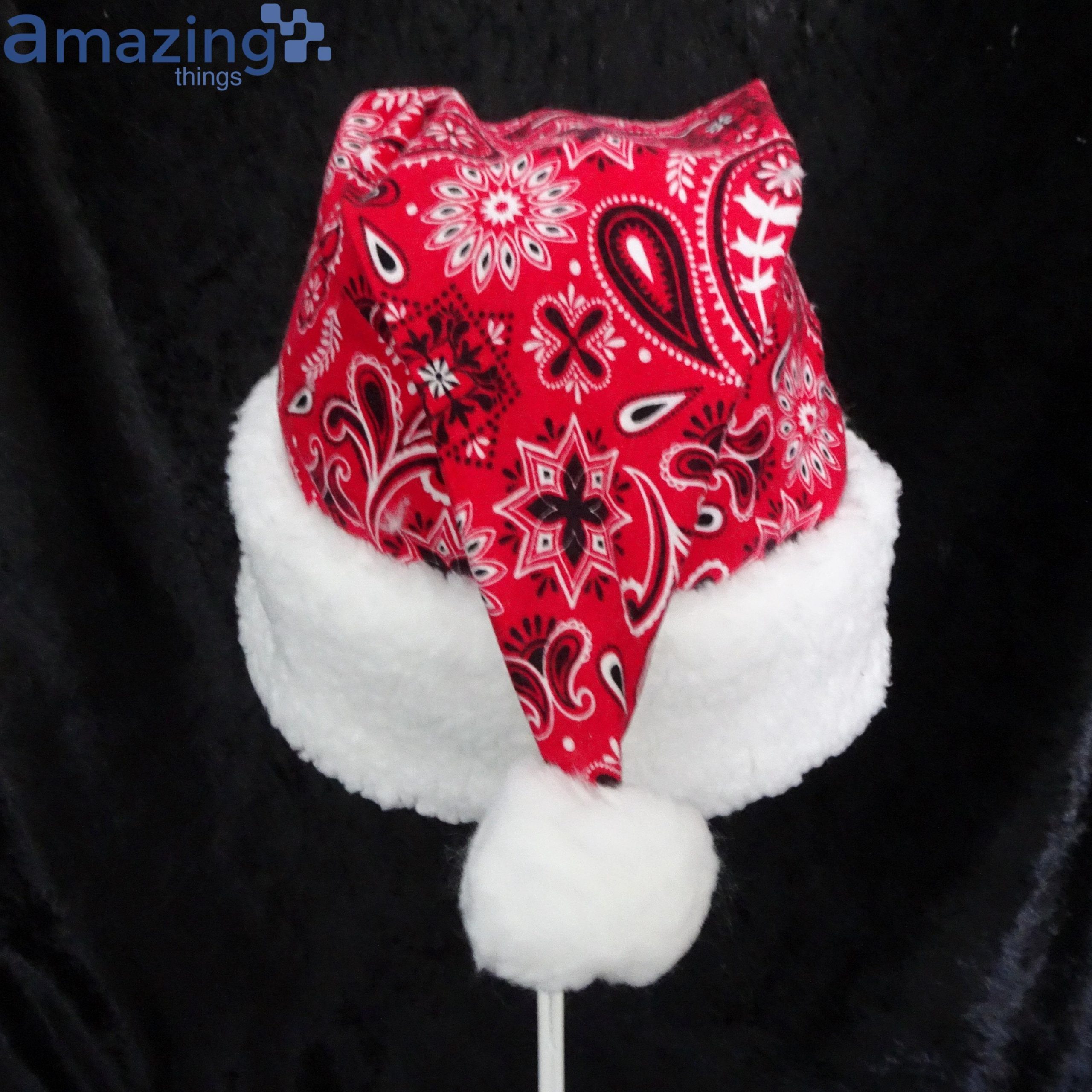 Bandanna Pattern Christmas Santa Hat For Adult And Child image Bandanna Pattern Christmas Santa Hat For Adult And Child Product Photo 2
