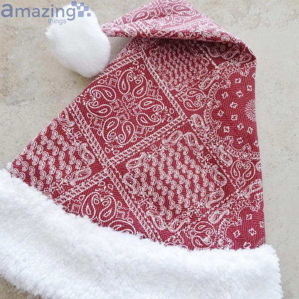 Bandanna Pattern Red Christmas Santa Hat For Adult And Child Product Photo 3