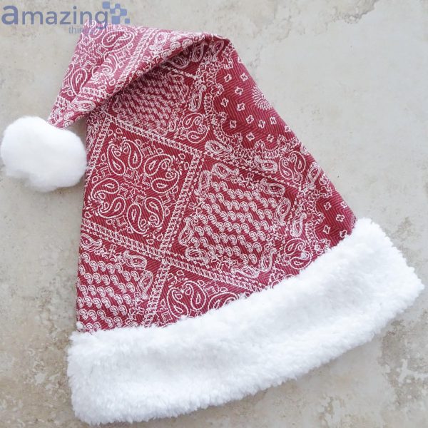Bandanna Pattern Red Christmas Santa Hat For Adult And Child Product Photo 4