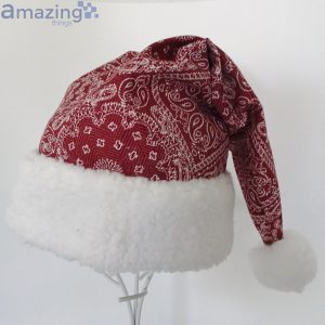 Bandanna Pattern Red Christmas Santa Hat For Adult And Child Product Photo 1