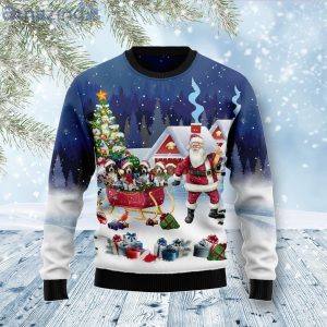 Beagle Santa Under Snow Cute Gift Ugly Christmas Sweater