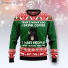 Black Cat Drink Coffee Cat And Coffee Lover Ugly Christmas Sweater