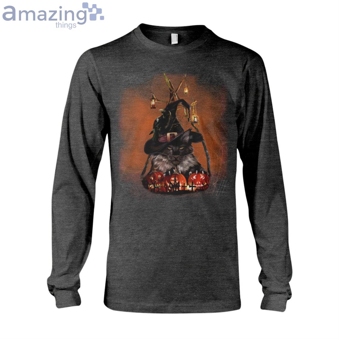 Black Cat Halloween Long Sleeve T Shirt image Black Cat Halloween Long Sleeve T-Shirt Product Photo 3