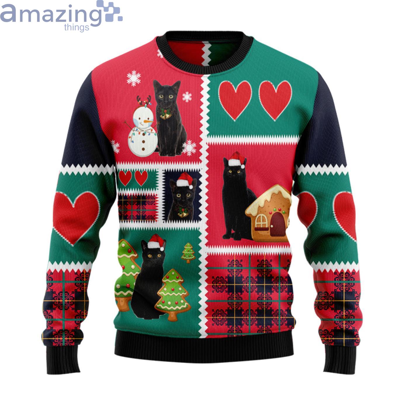 Black Cat Snow Christmas Ugly Sweater