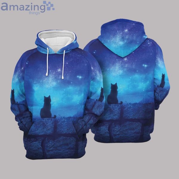 Bloack Cat An Star Sky All Over Print 3D Hoodieproduct photo 1