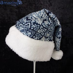 Block Blue Print Christmas Santa Hat For Adult And Child Product Photo 2