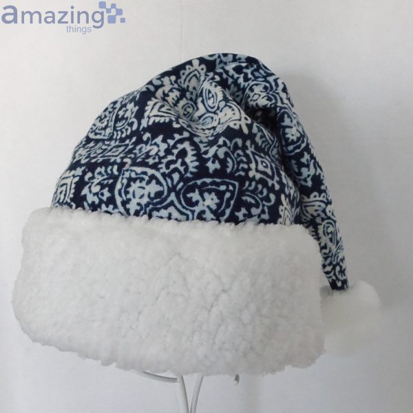 Block Blue Print Christmas Santa Hat For Adult And Child Product Photo 5