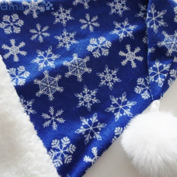 Blue And White Snowflake Christmas Santa Hat For Adult And Child Product Photo 4
