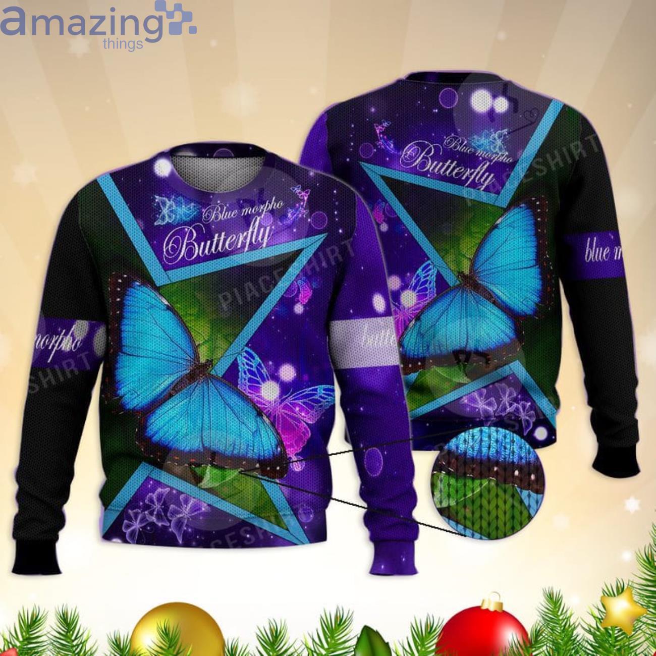 Blue Morpho Butterfly Fashionable Trending All Over Print 3D Sweater Product Photo 1