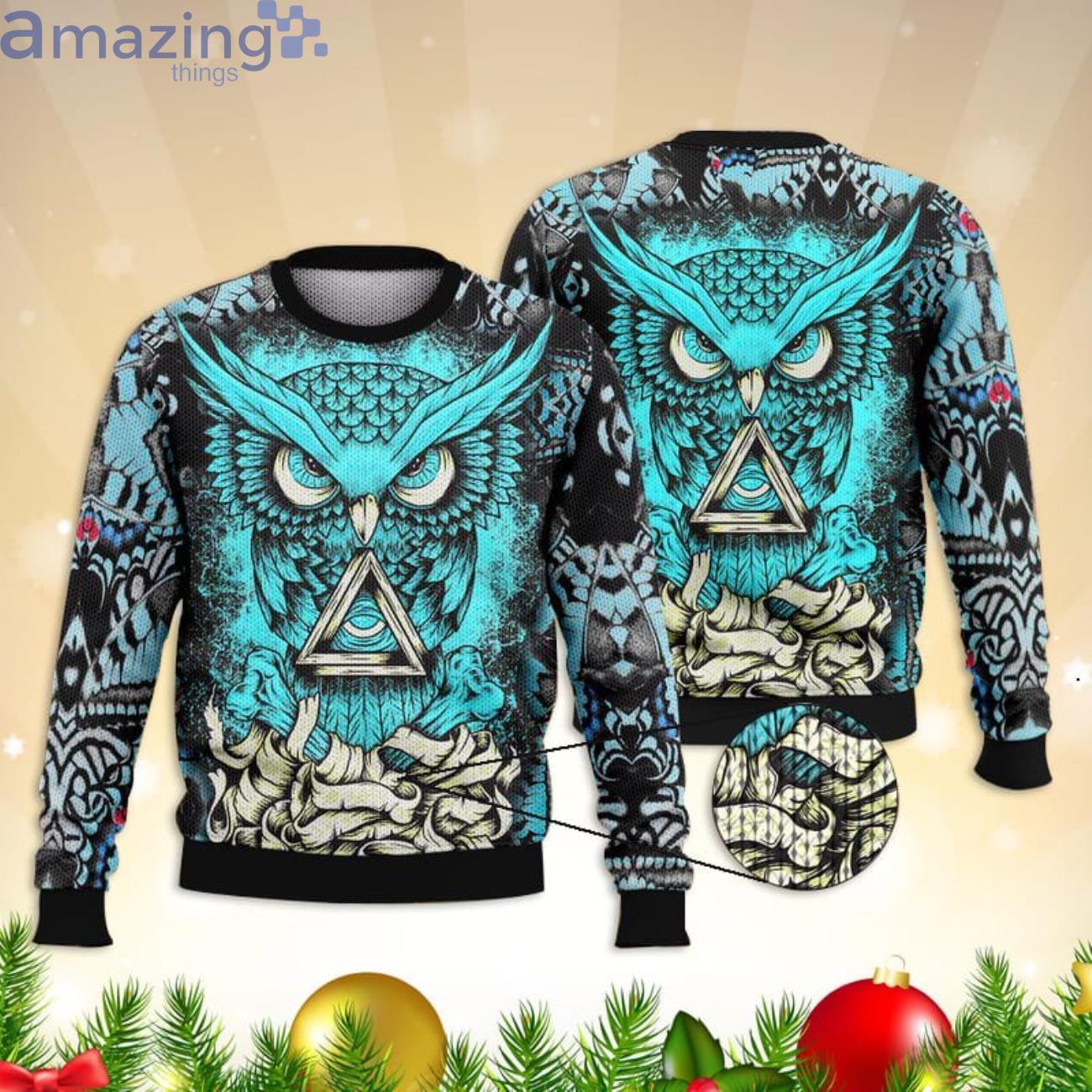 Blue Owl Face Cool 3D All Over Printed Sweater Product Photo 1