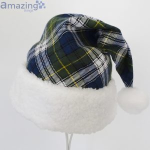 Blue Plaid Flannel Christmas Santa Hat For Adult And Child Product Photo 3
