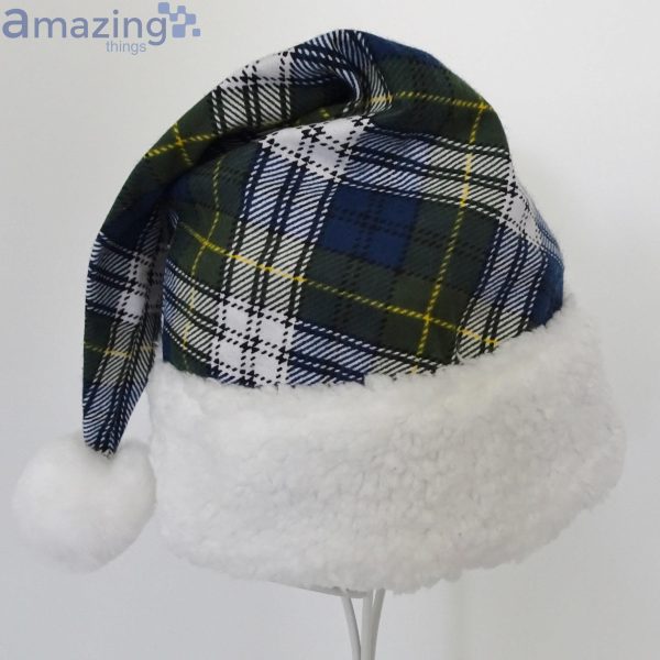 Blue Plaid Flannel Christmas Santa Hat For Adult And Child Product Photo 4