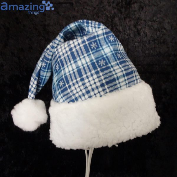 Blue Plaid Snowflake Christmas Santa Hat For Adult And Child Product Photo 2