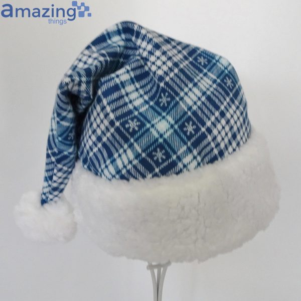 Blue Plaid Snowflake Christmas Santa Hat For Adult And Child Product Photo 3