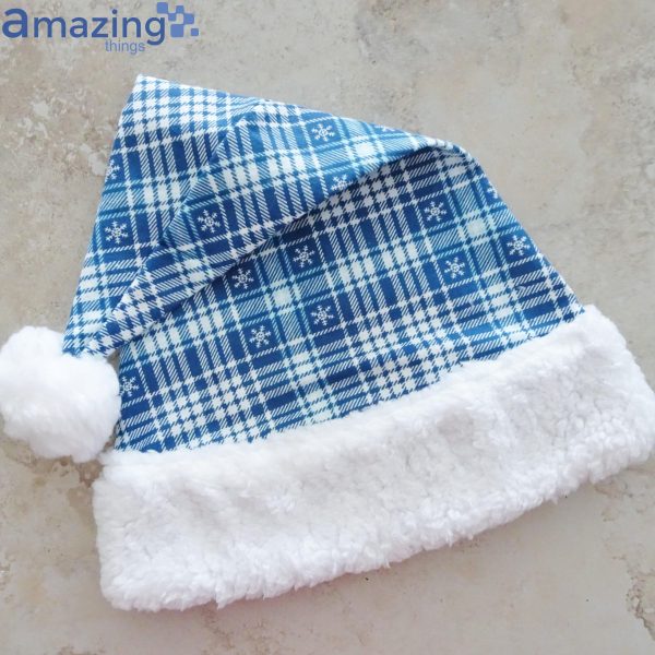 Blue Plaid Snowflake Christmas Santa Hat For Adult And Child Product Photo 4