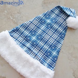 Blue Plaid Snowflake Christmas Santa Hat For Adult And Child image Blue Plaid Snowflake Christmas Santa Hat For Adult And Child Product Photo 5