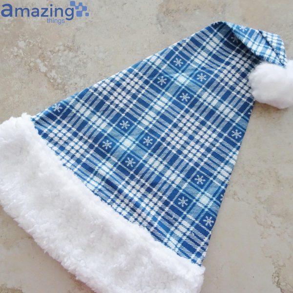 Blue Plaid Snowflake Christmas Santa Hat For Adult And Child Product Photo 5