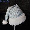 Blue Snowflake Flannel Christmas Santa Hat For Adult And Child