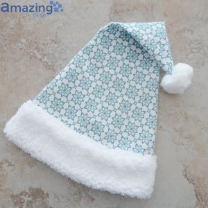 Blue Snowflake Flannel Christmas Santa Hat For Adult And Child image Blue Snowflake Flannel Christmas Santa Hat For Adult And Child Product Photo 4