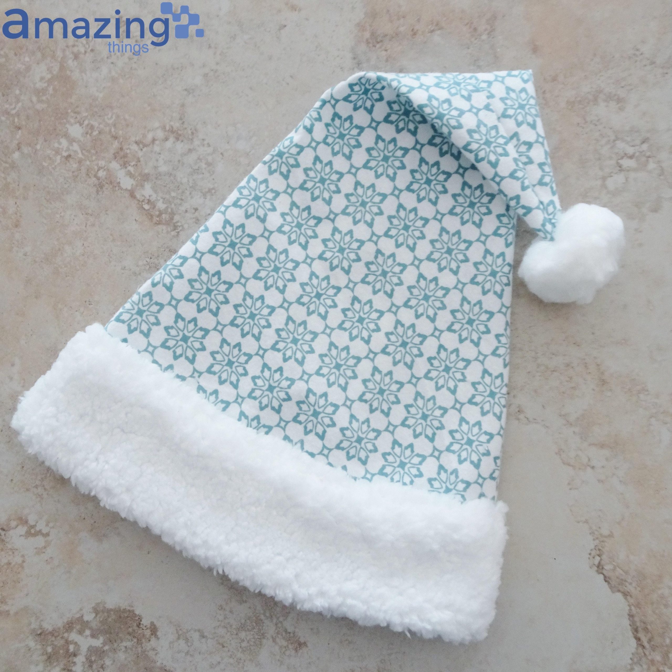 Blue Snowflake Flannel Christmas Santa Hat For Adult And Child image Blue Snowflake Flannel Christmas Santa Hat For Adult And Child Product Photo 4