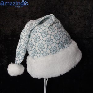 Blue Snowflake Flannel Christmas Santa Hat For Adult And Child Product Photo 1