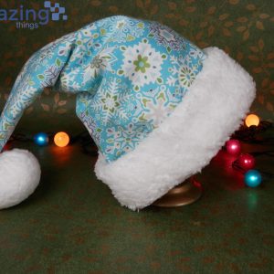 Blue Snowflake Print Christmas Santa Hat For Adult And Child image Blue Snowflake Print Christmas Santa Hat For Adult And Child Product Photo 5