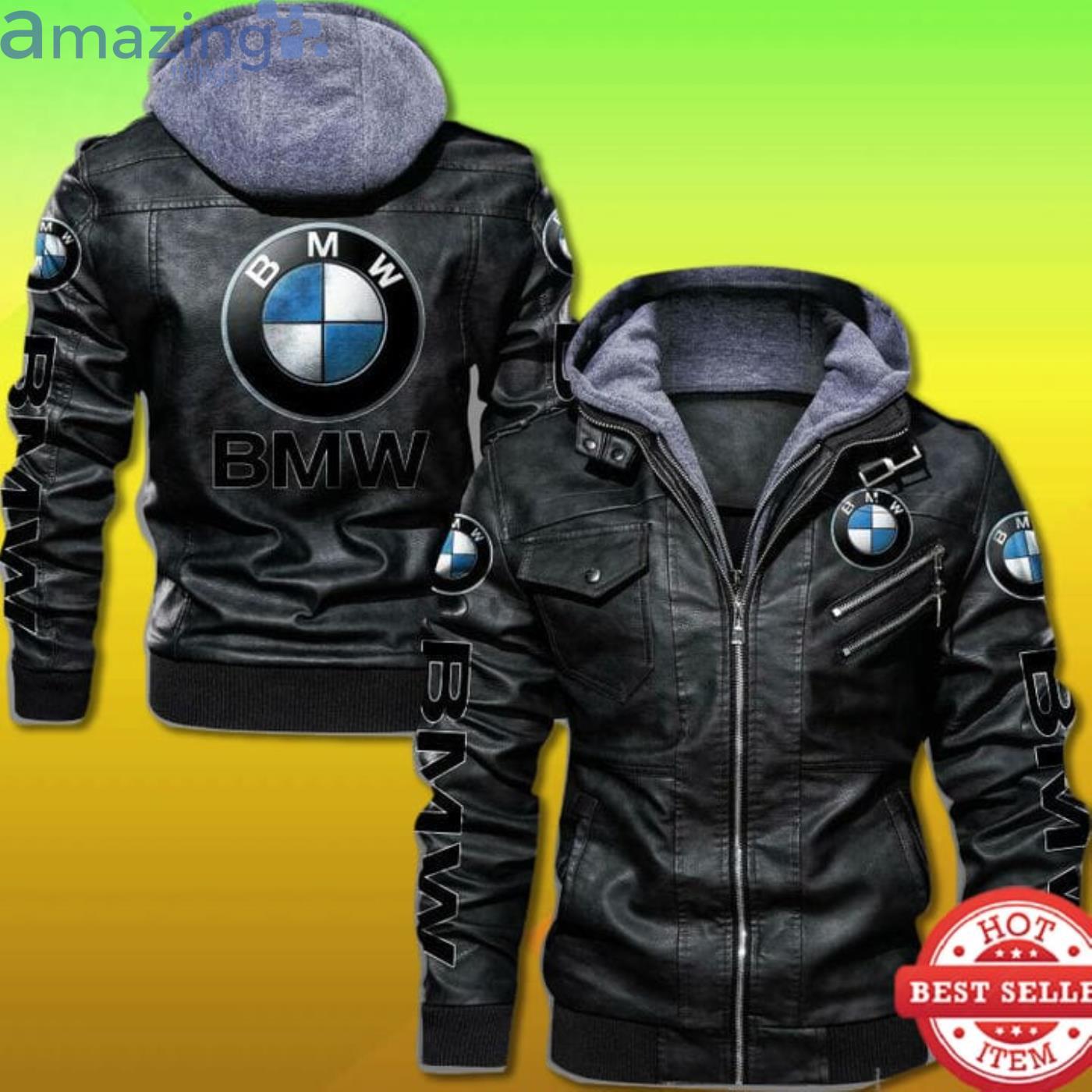 BMW Logo Print 2D Leather Jacket