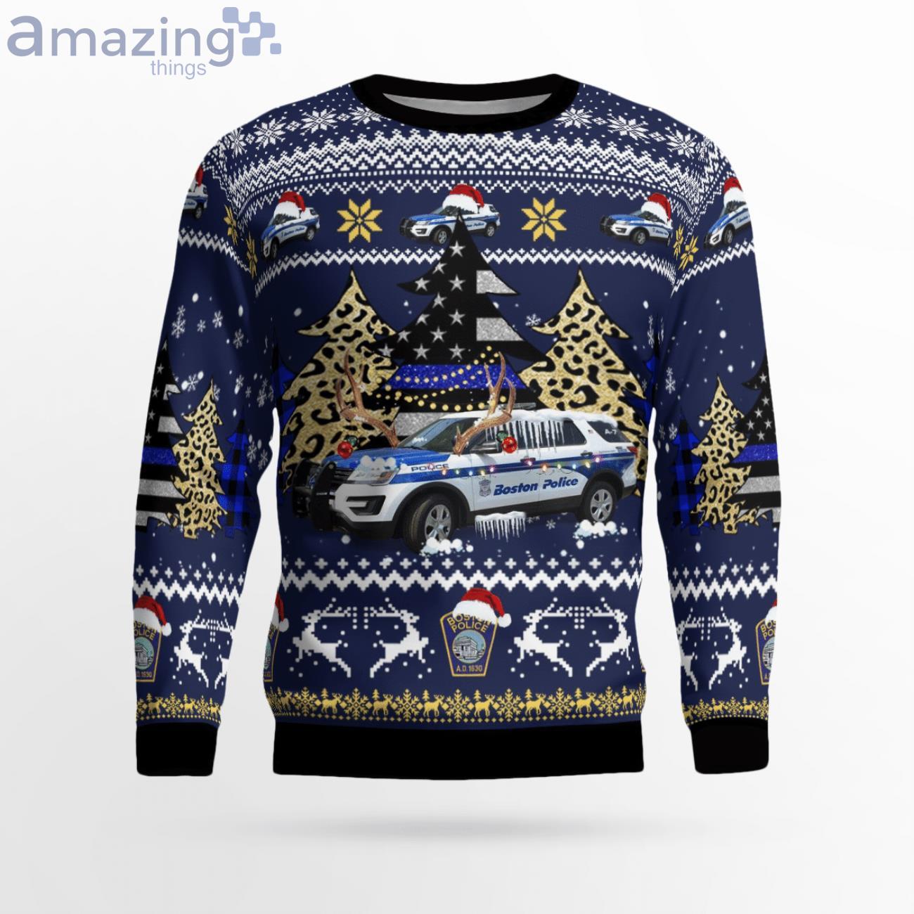 Boston Police Department Bpd Ford Police Interceptor Utility ChristmasSweater image Boston Police Department Bpd Ford Police Interceptor Utility ChristmasSweater Product Photo 2