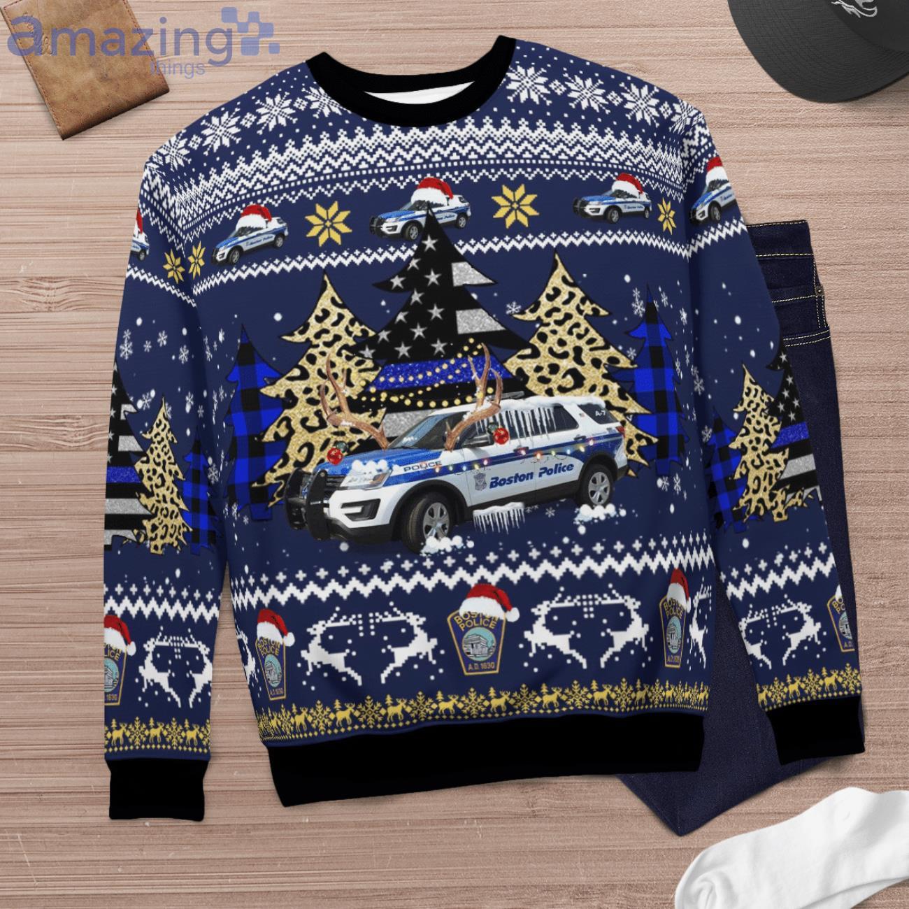 Boston Police Department Bpd Ford Police Interceptor Utility ChristmasSweater image Boston Police Department Bpd Ford Police Interceptor Utility ChristmasSweater Product Photo 6
