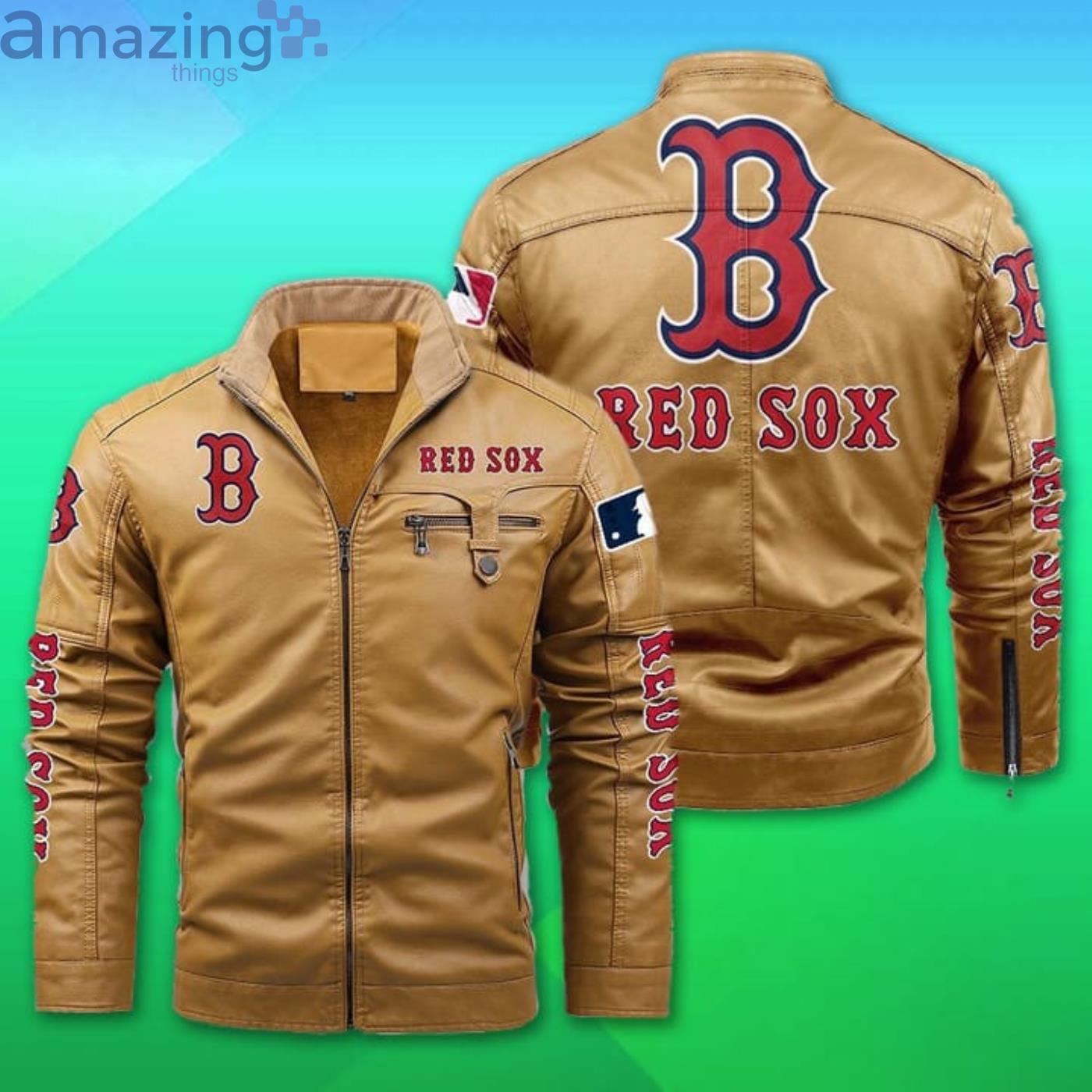 Boston Red Sox Fleece Leather Jacket image Boston Red Sox Fleece Leather Jacket Product Photo 2