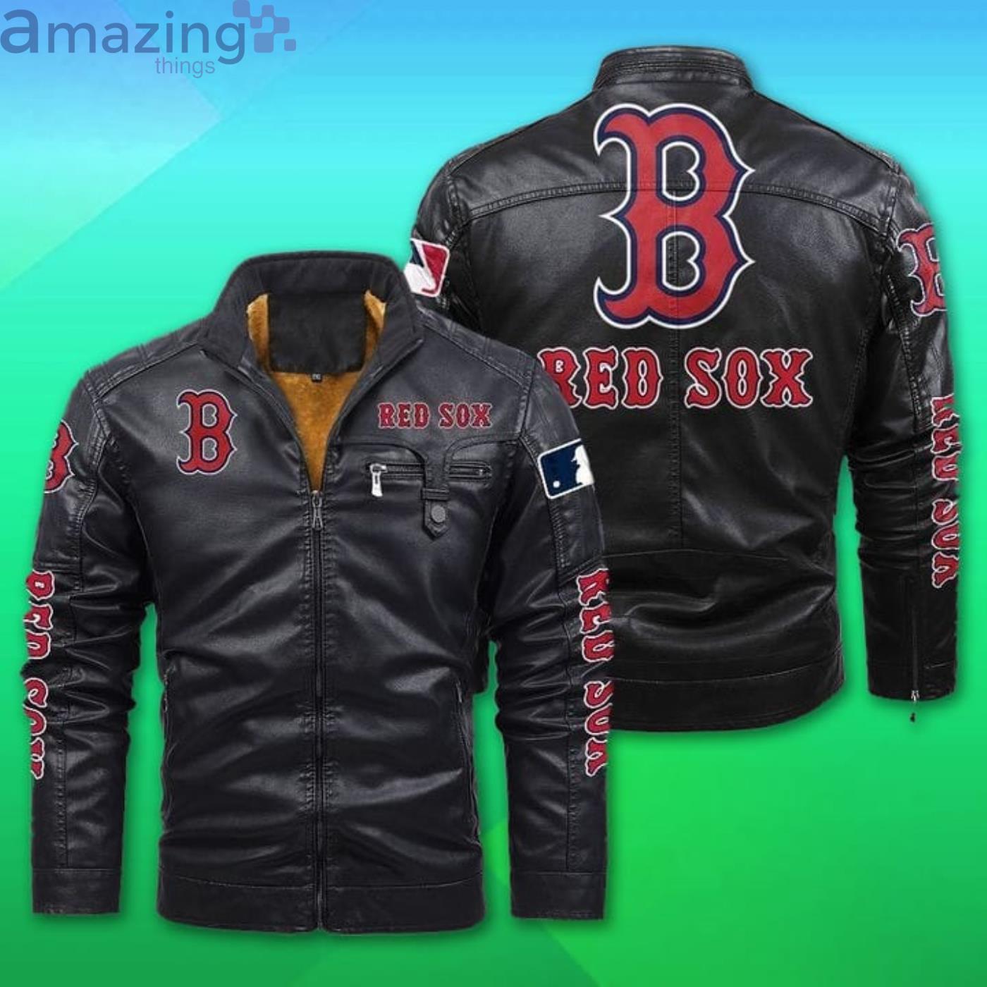 Boston Red Sox Fleece Leather Jacket Product Photo 1 Boston Red Sox Fleece Leather Jacket Product Photo 1