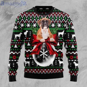 Boxer Xmas Ball Dog Lover Ugly Christmas Sweater Product Photo 1